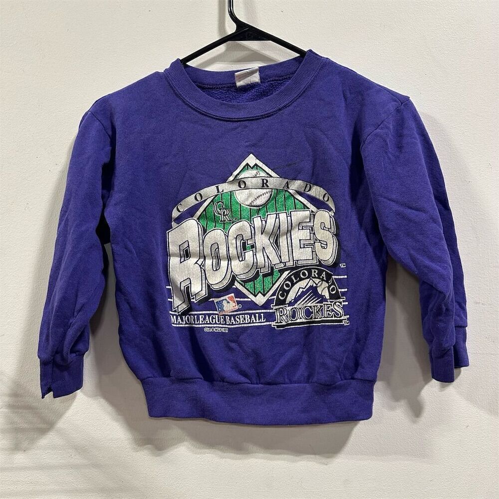 Vintage 1993 Colorado Rockies Crewneck Sweatshirt kids M Purple
